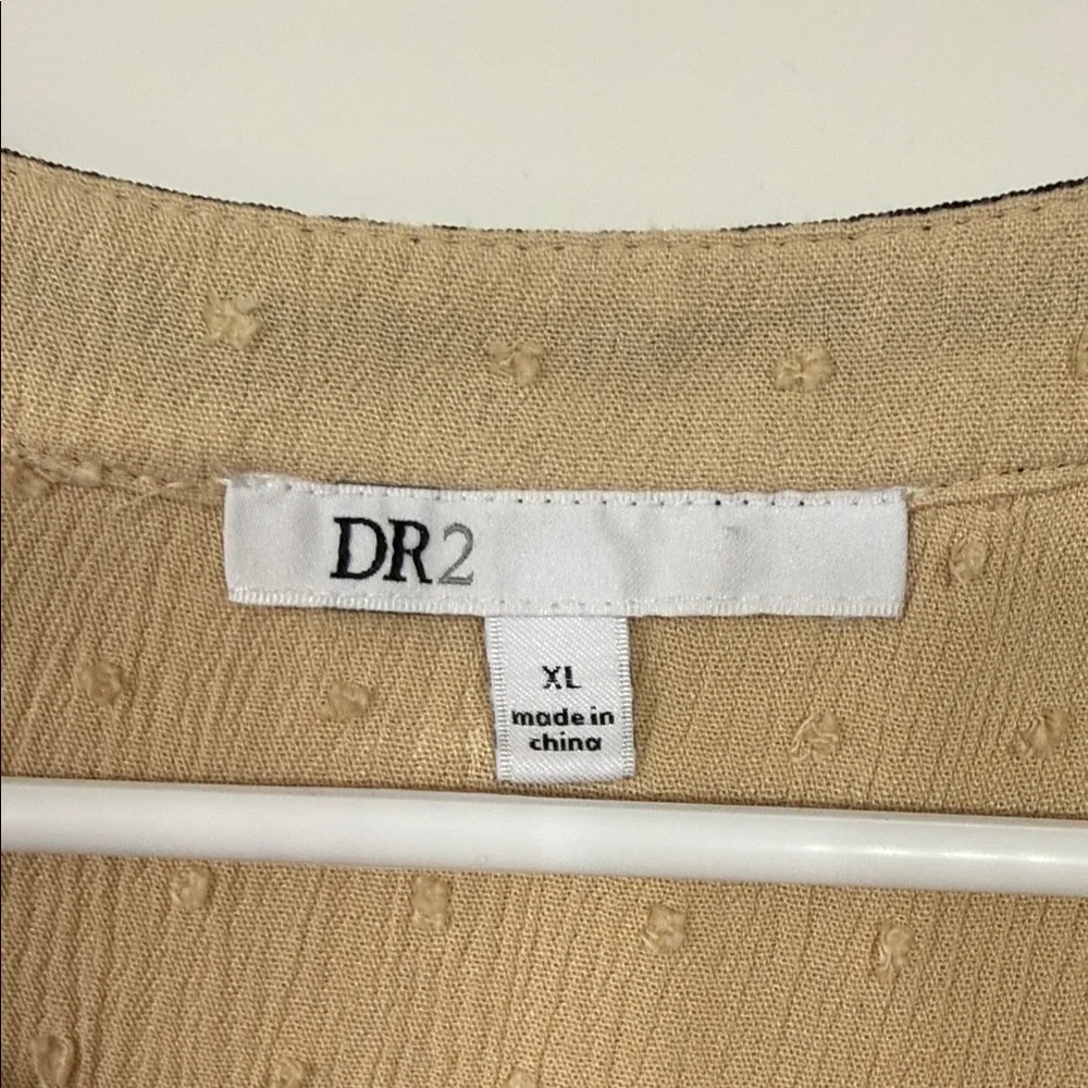 DR2 Beige Tan Embroidered V-Neck Tunic - Picture 2 of 8